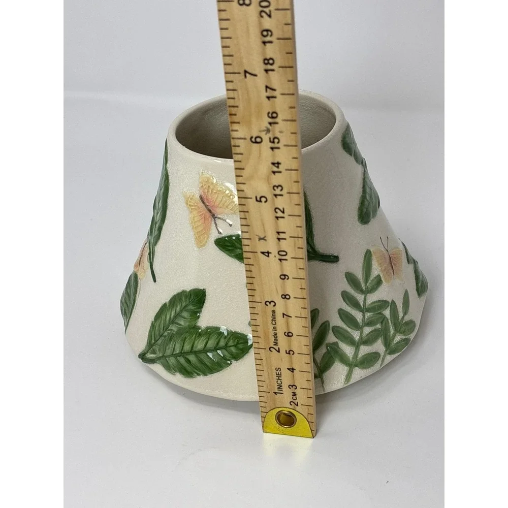 Yankee Candle Butterfly Tropical Leaf Ceramic Jar Topper and Plate Set‎ Floral